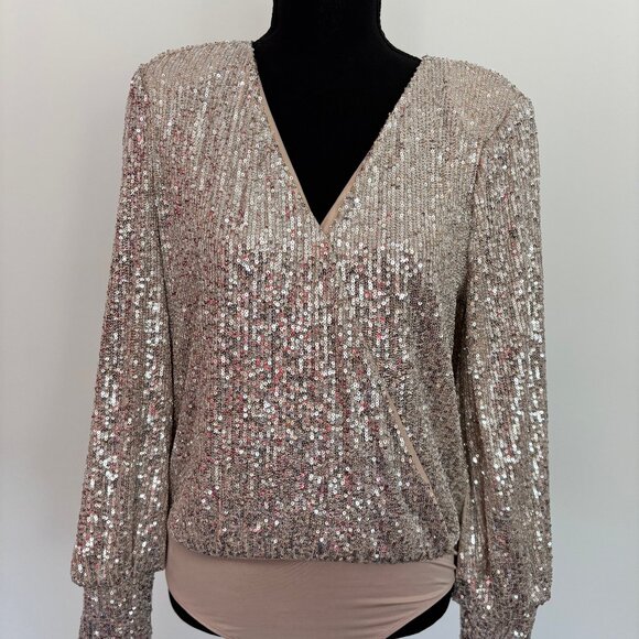 Champagne colour  Sequins body suit top - Picture 1 of 4